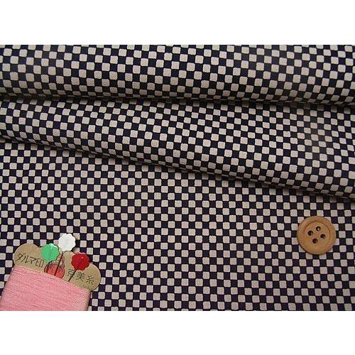 和柄コットン生地・市松(濃紺) 10cm単位 切り売り | 