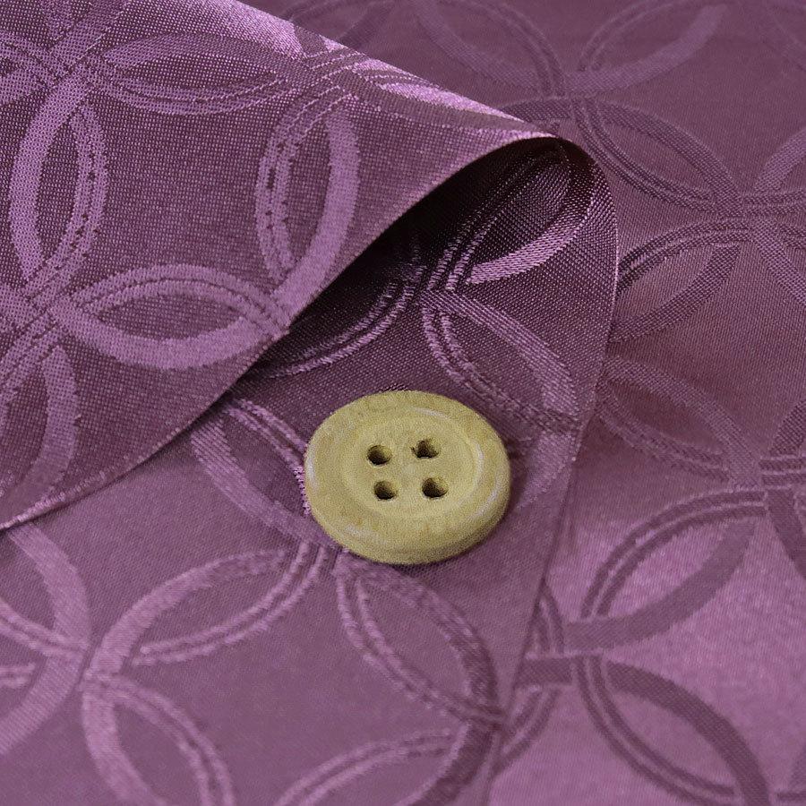 ポリエステル生地 W巾 サテンジャカード 七宝文様(赤紫) 10cm単位 切り売り |  | 01