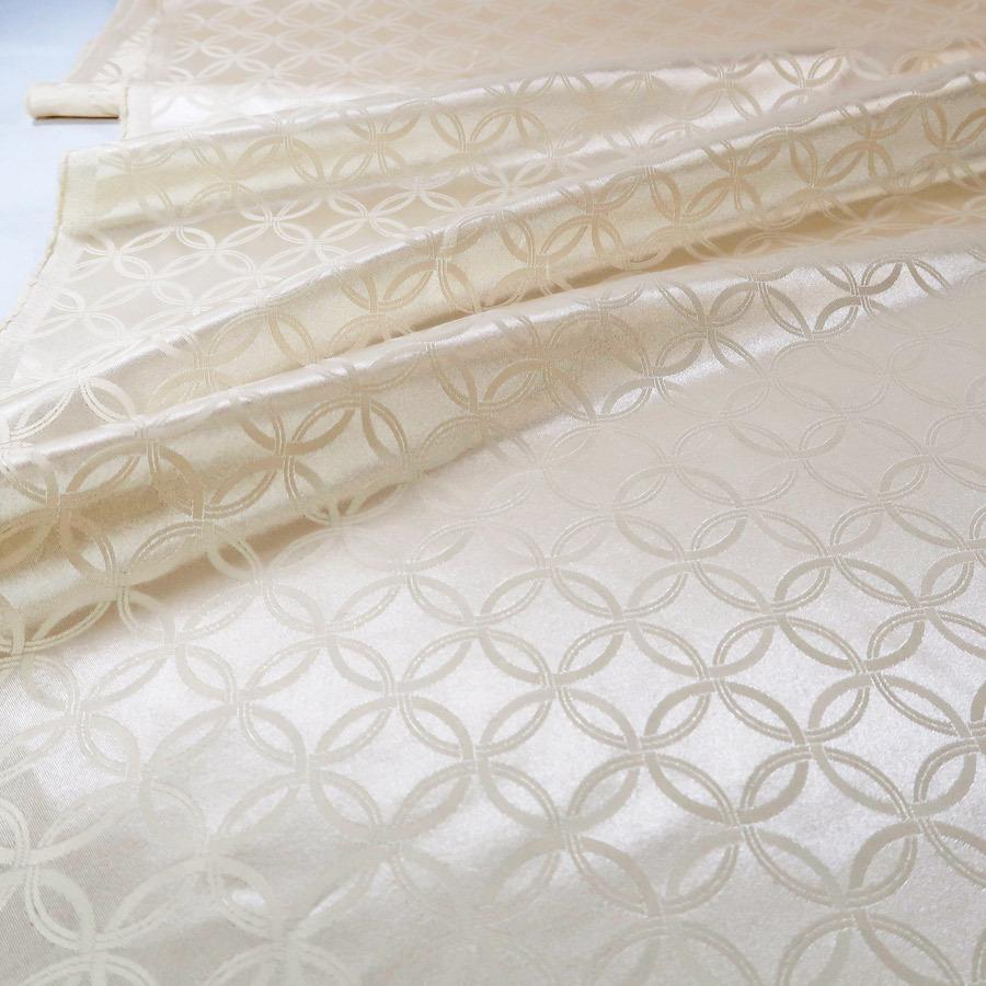 ポリエステル生地 W巾 サテンジャカード 七宝文様(象牙色) 10cm単位 切り売り |  | 03