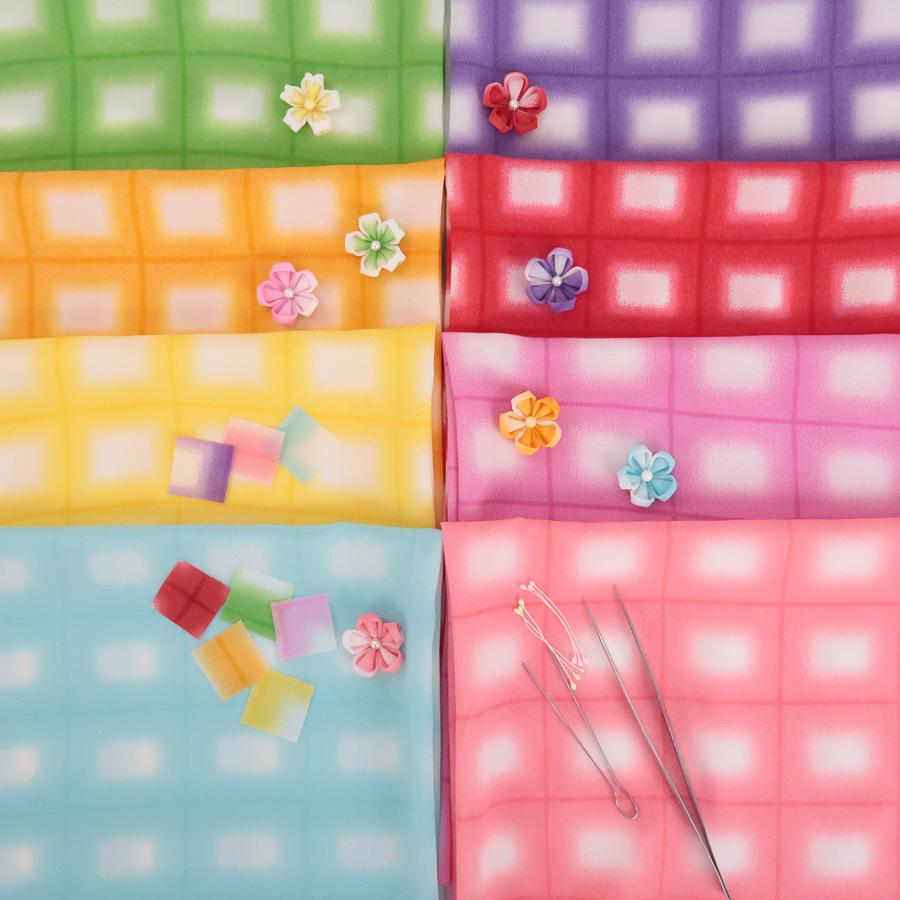 一越ちりめん生地 格子ぼかし8色セット 約35×25cm |  | 01