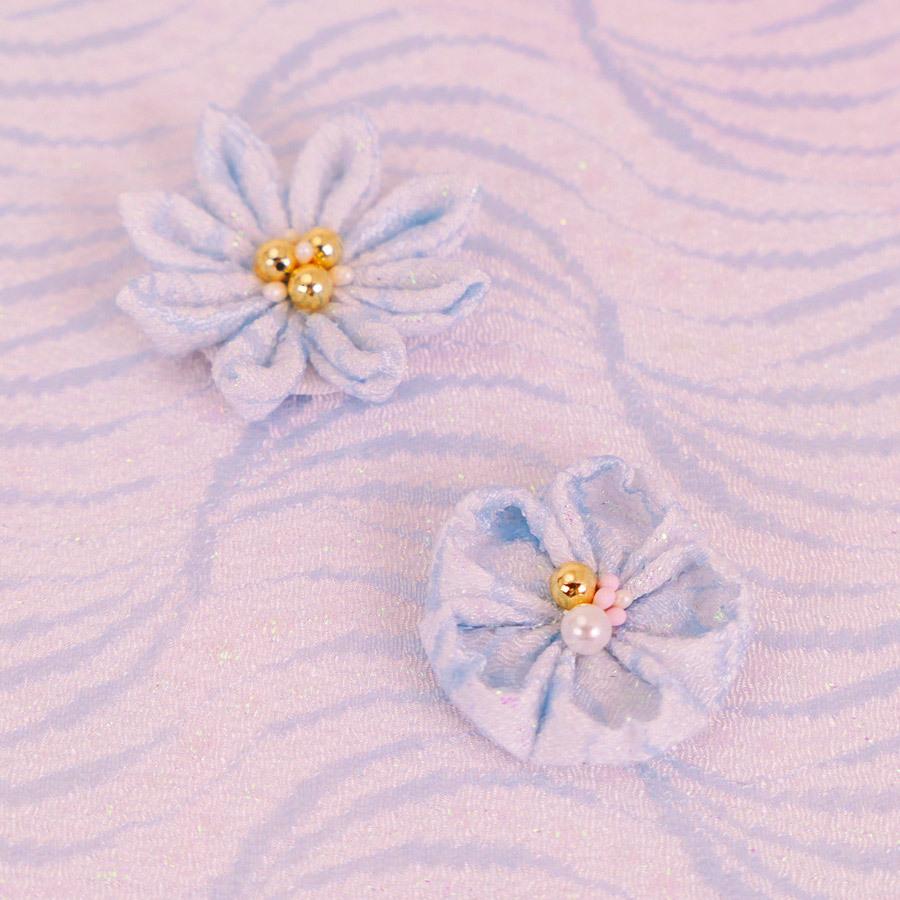 ちりめん生地 レース重ねのさざ波(ブルー) 10cm単位 切り売り |  | 06