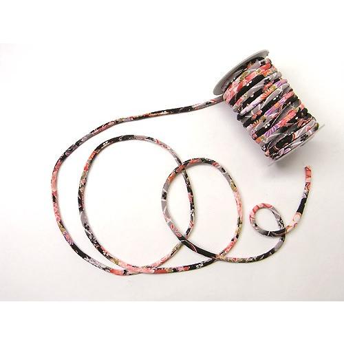 ちりめん丸ひも 柄 ５ミリ 実寸約5 6ミリ 四季花 黒 10cm単位 切り売り Hiu5 108a 布がたり ヤフー店 通販 Yahoo ショッピング