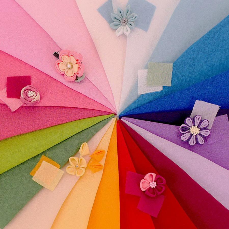 一越ちりめん生地 無地20色セット/約22×20cm（つまみ細工簡単レシピ&プチおまけ付） | 