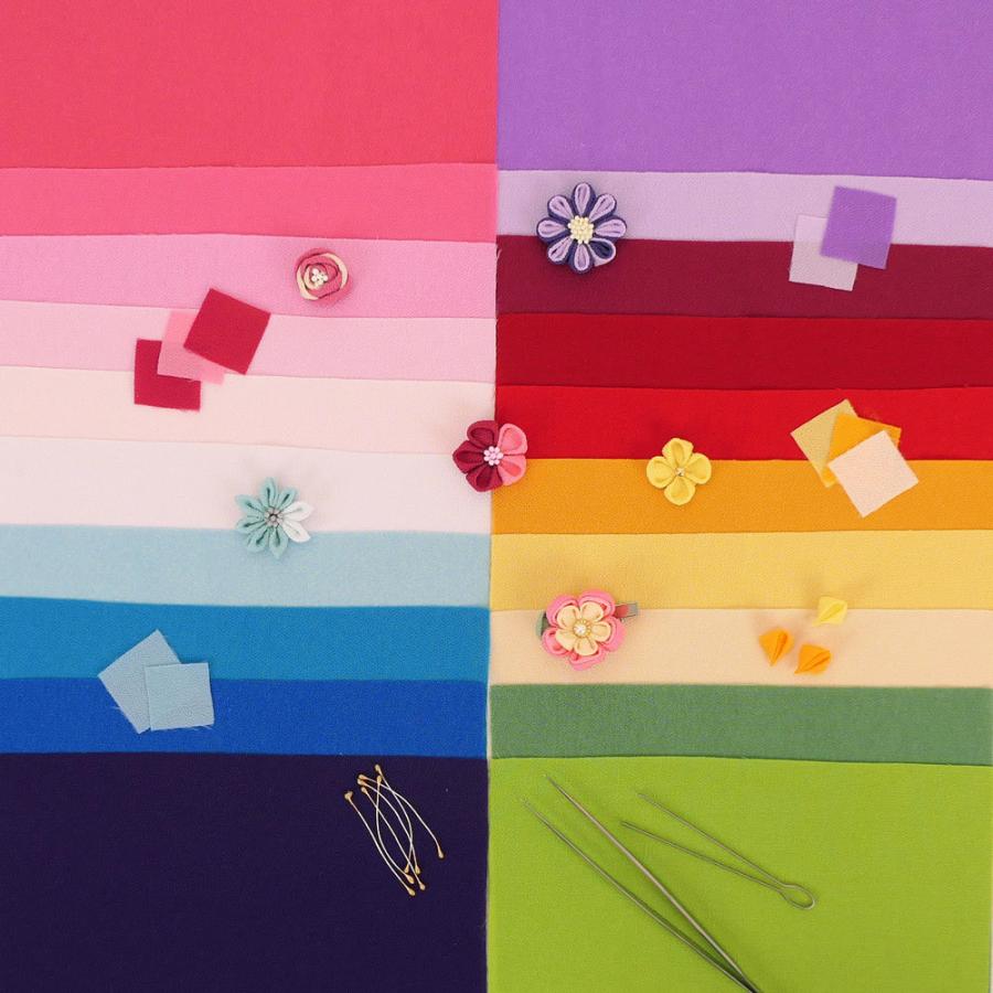 一越ちりめん生地 無地20色セット/約22×20cm（つまみ細工簡単レシピ&プチおまけ付） |  | 03