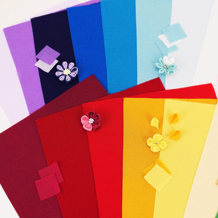 一越ちりめん生地 無地20色セット/約22×20cm（つまみ細工簡単レシピ&プチおまけ付） |  | 04