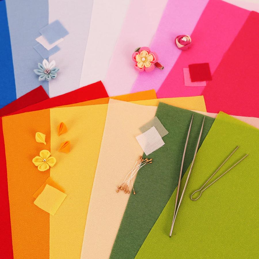 一越ちりめん生地 無地20色セット/約22×20cm（つまみ細工簡単レシピ&プチおまけ付） |  | 05