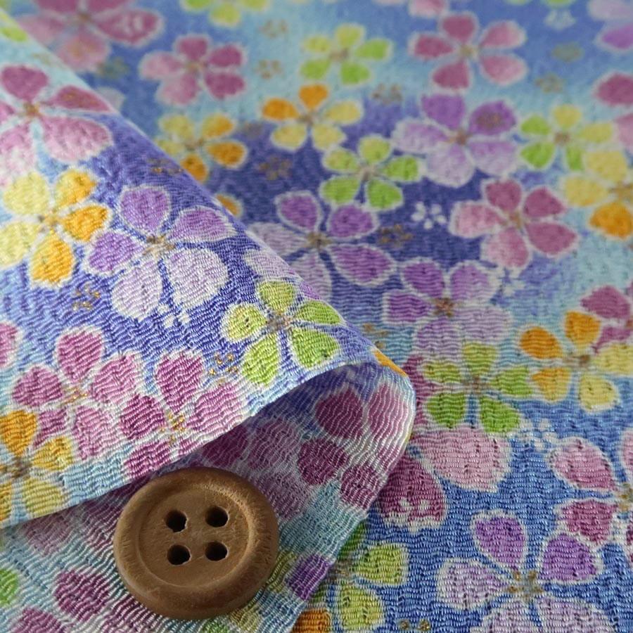 ちりめん生地・桜の宴(水色) 10cm単位 切り売り |  | 01