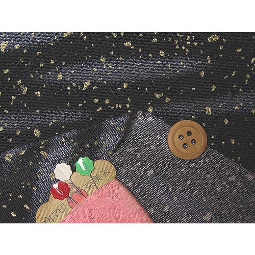 ちりめん生地・かすみに金あられ(黒) 10cm単位 切り売り |  | 01