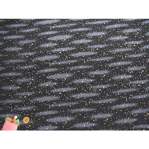 ちりめん生地・かすみに金あられ(黒) 10cm単位 切り売り |  | 02