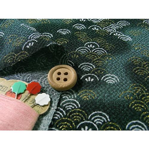 ちりめん生地・かすみ青海波(深緑) 10cm単位 切り売り |  | 01