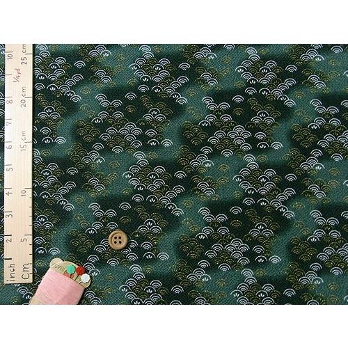 ちりめん生地・かすみ青海波(深緑) 10cm単位 切り売り |  | 02