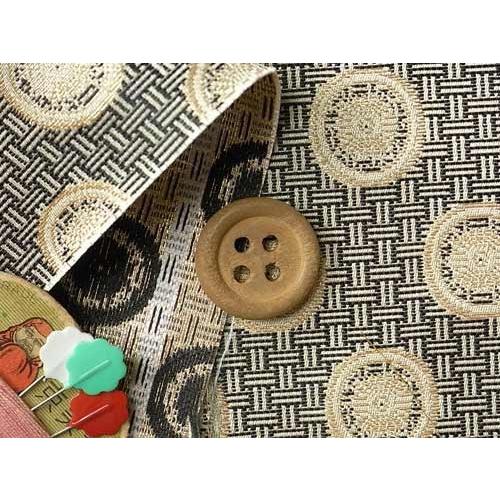 金襴生地(金らん)糸屋輪宝(黒) 10cm単位 切り売り : 布がたり