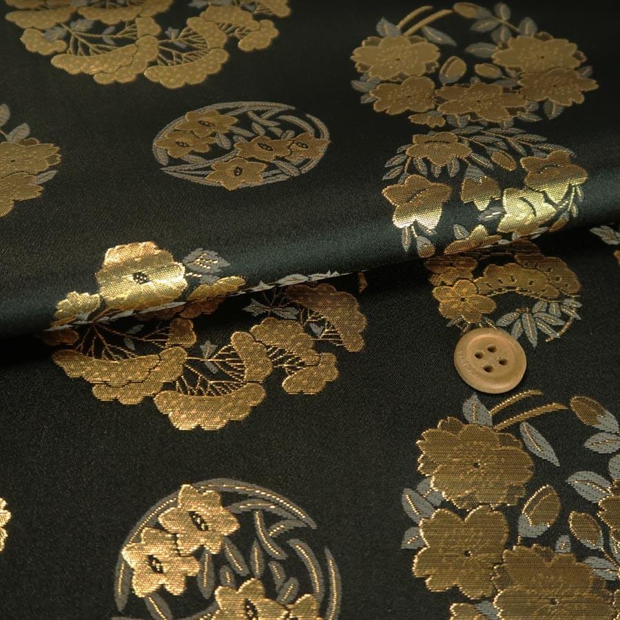 金襴生地(金らん) 金の花丸(黒) 10cm単位 切り売り : 布がたり ヤフー店 - 通販 - Yahoo!ショッピング