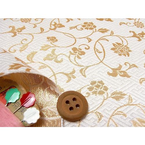 金襴生地(金らん)さやがたに花唐草(白) 10cm単位 切り売り : 布がたり