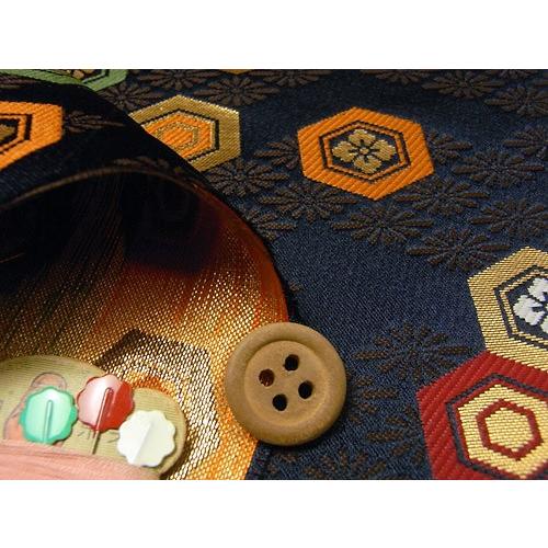 金襴生地(金らん)花菱地に子持亀甲(紺) 10cm単位 切り売り |  | 02