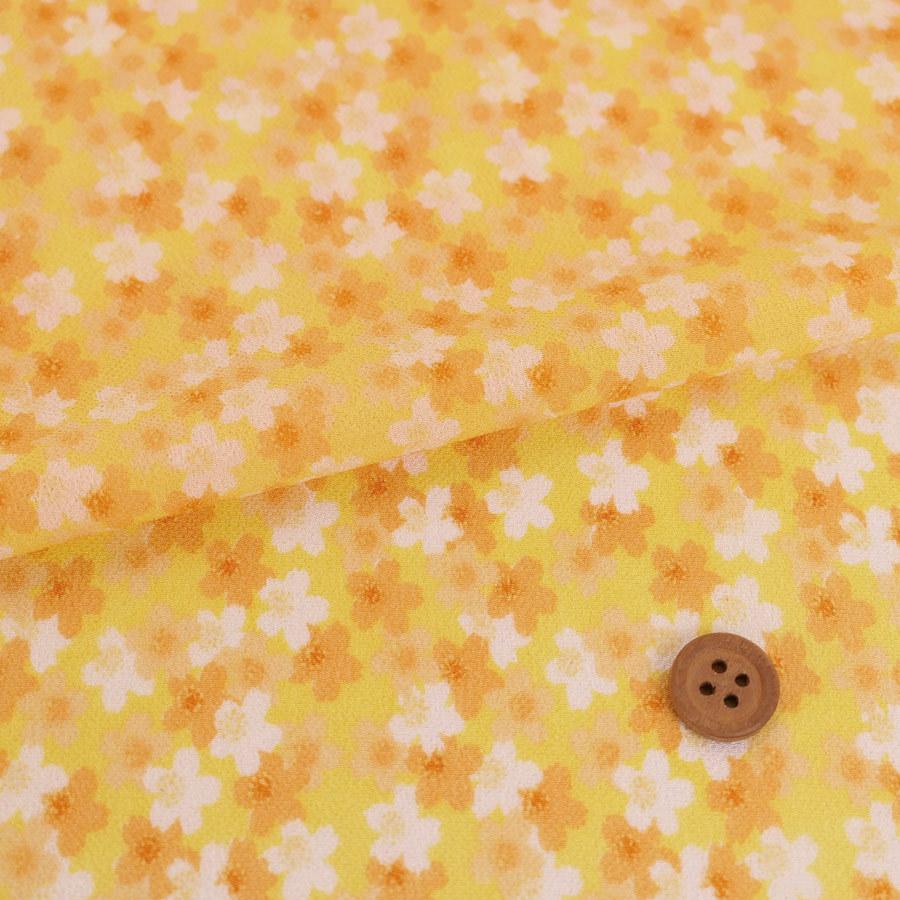 待望☆】 一越ちりめん生地 桜舞 黄色 10cm単位 切り売り thebabysense.ca