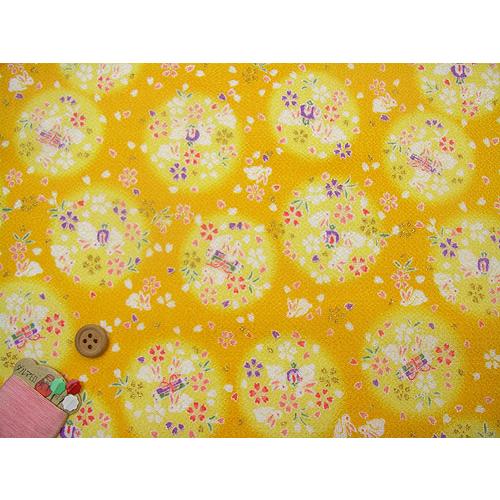 ちりめん生地・宝うさぎ(黄色) 10cm単位 切り売り |  | 02