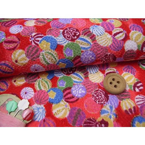 ちりめん生地・小まり(赤) 10cm単位 切り売り | 