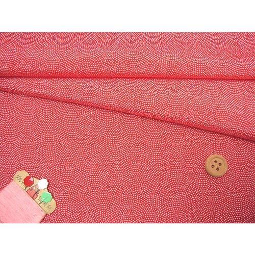 ちりめん生地・鮫小紋(赤) 10cm単位 切り売り : 布がたり ヤフー店 
