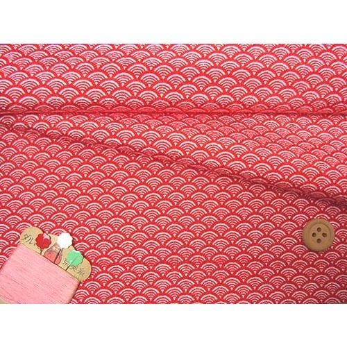 ちりめん生地・青海波(赤) 10cm単位 切り売り | 