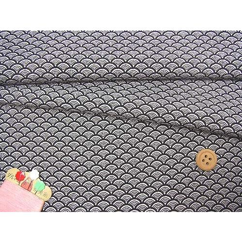 ちりめん生地・青海波(黒) 10cm単位 切り売り | 