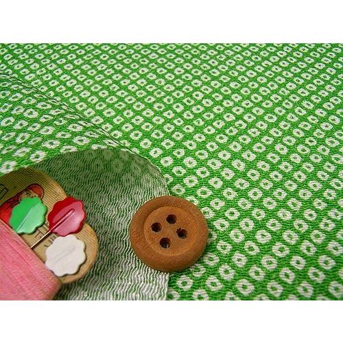 ちりめん生地・疋田しぼり(緑) 10cm単位 切り売り |  | 01