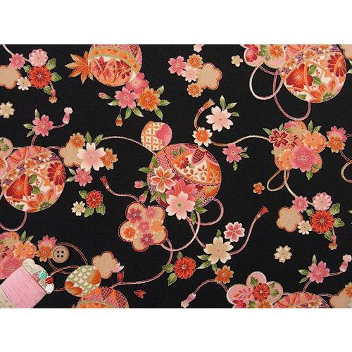 ポリちりめん・華手まり(黒) 10cm単位 切り売り |  | 02