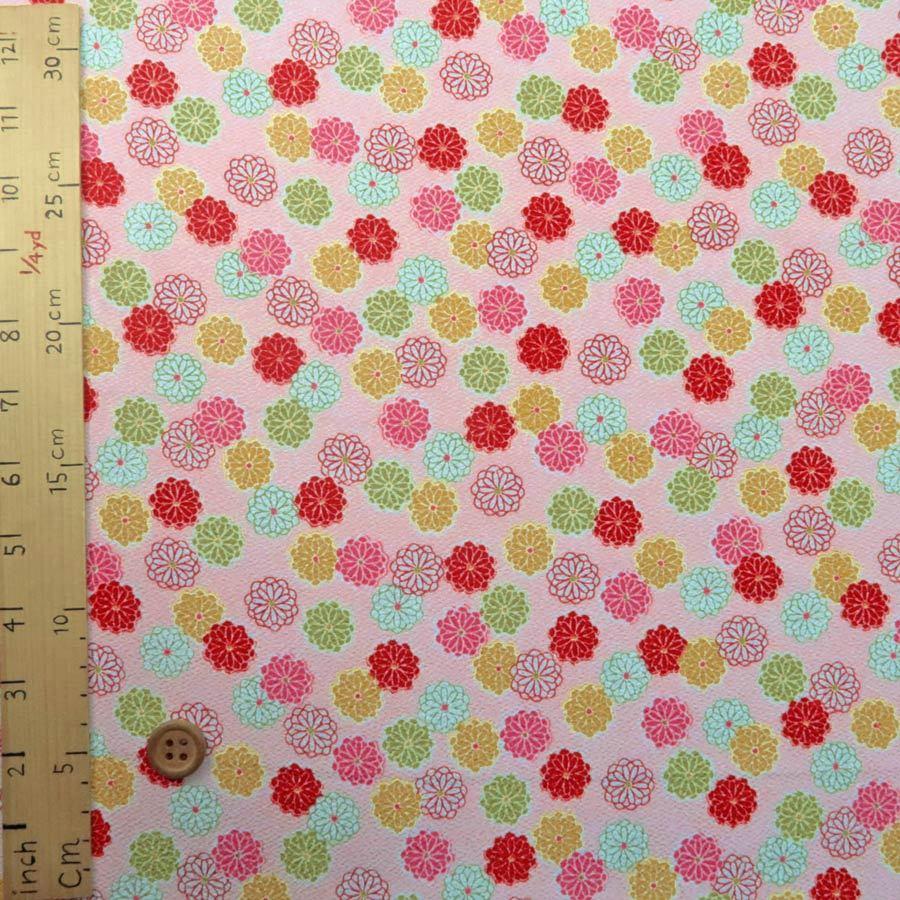ポリちりめん生地 小菊もよう(ピンク) 10cm単位 切り売り |  | 02
