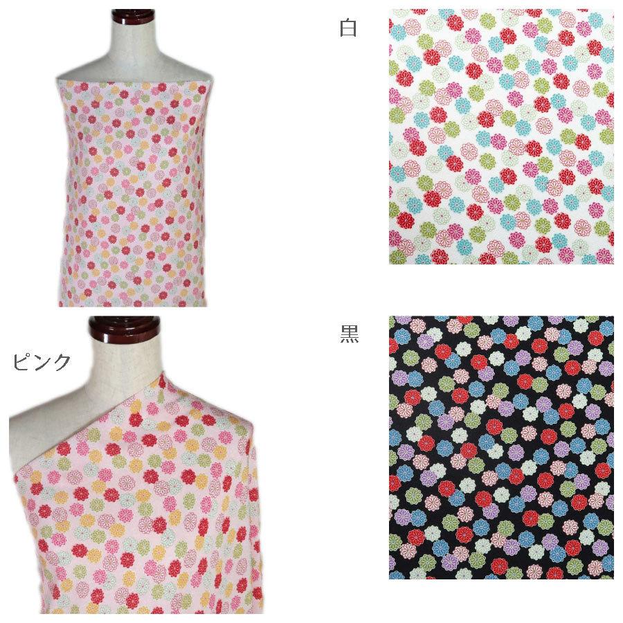 ポリちりめん生地 小菊もよう(黒) 10cm単位 切り売り |  | 05