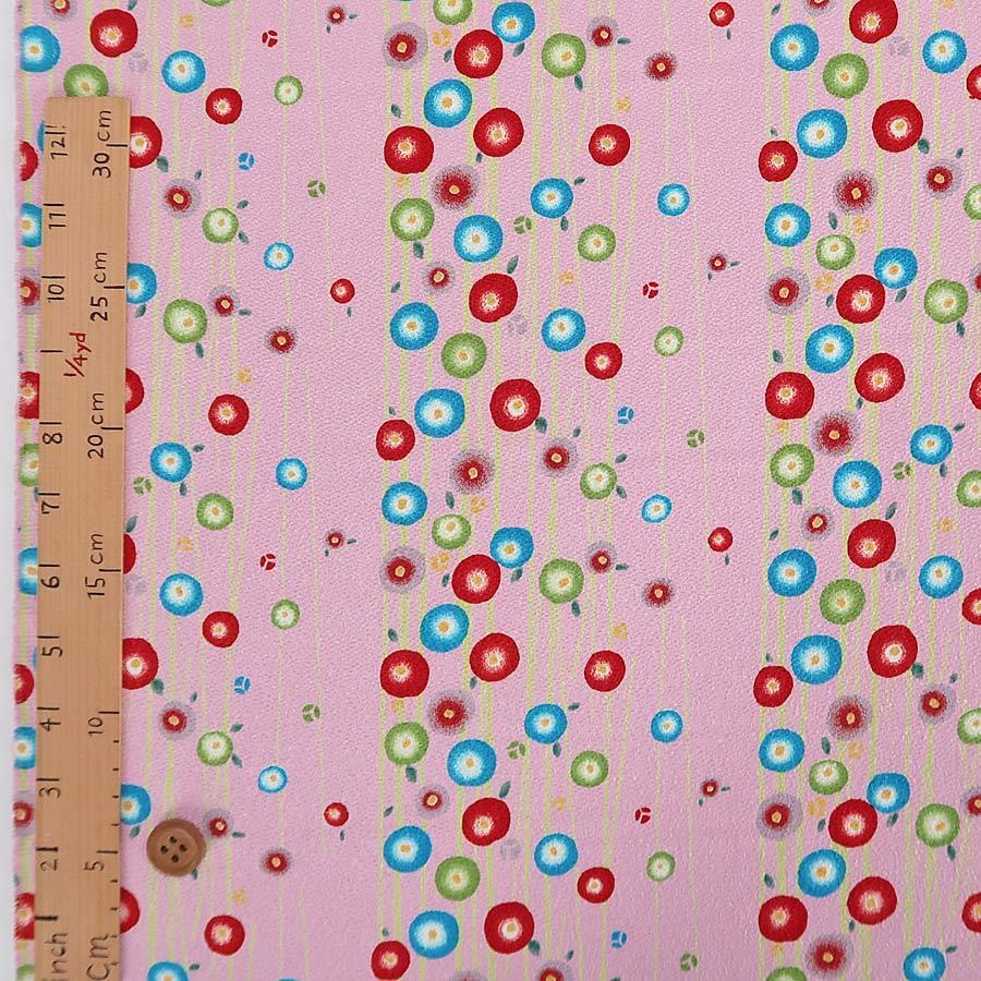 ポリちりめん生地 小さな丸椿(ピンク) 10cm単位 切り売り |  | 02