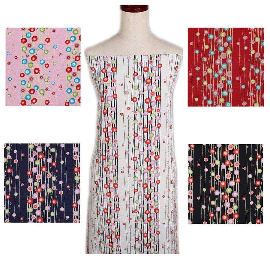 ポリちりめん生地 小さな丸椿(ピンク) 10cm単位 切り売り |  | 05