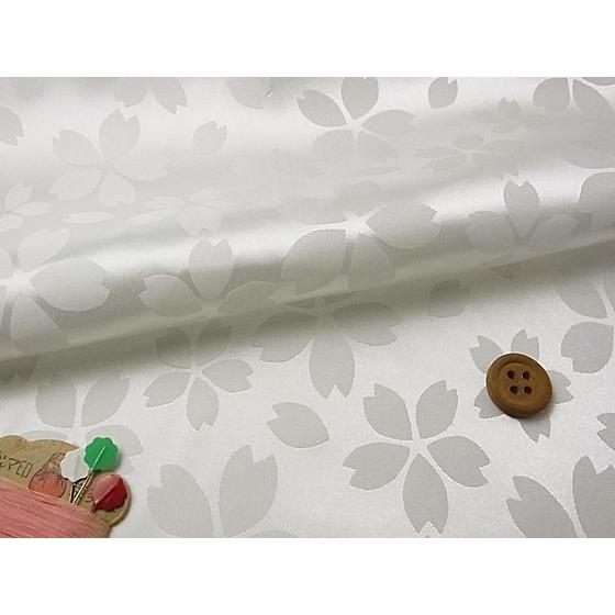 ポリエステルりんず・リバーシブル桜柄(白) 10cm単位 切り売り | 