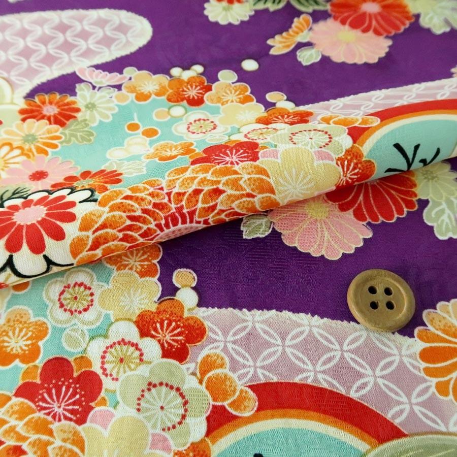 レーヨンりんず 七宝菊水(紫) 10cm単位 切り売り | 