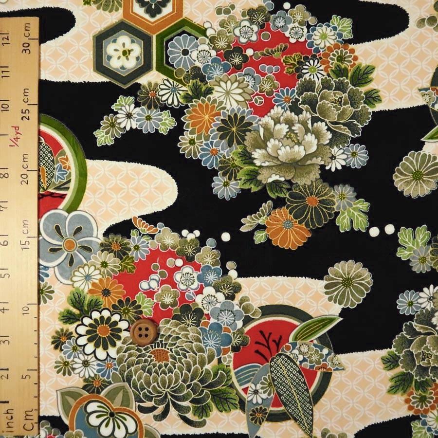 レーヨンりんず 七宝菊水(黒) 10cm単位 切り売り |  | 02