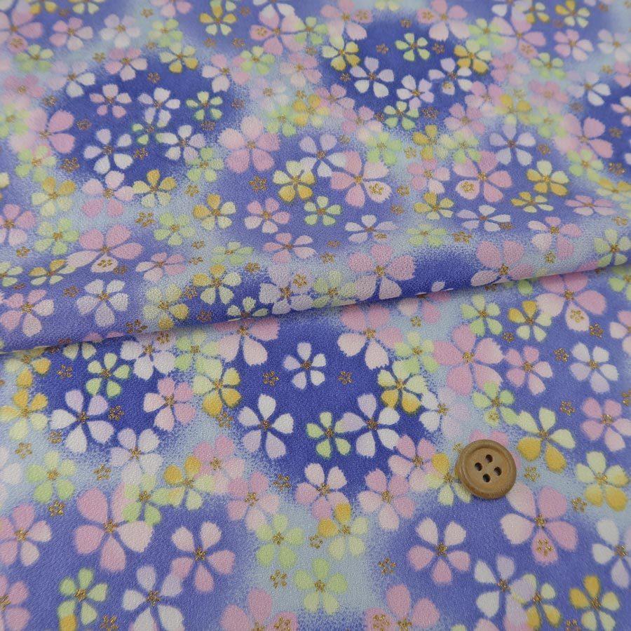 一越ちりめん生地 ふうわり花 桔梗色 10cm単位 切り売り Shc8 I 布がたり ヤフー店 通販 Yahoo ショッピング