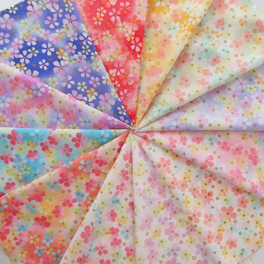 一越ちりめん生地 ふうわり花12色セット 約25×17cm |  | 09