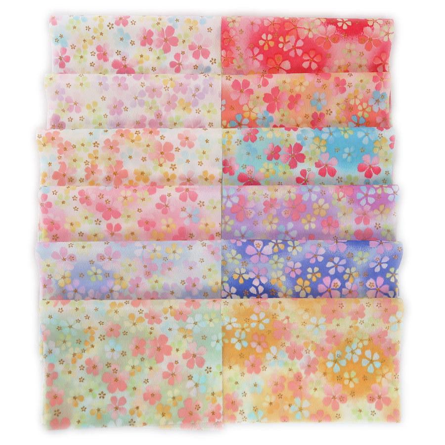 一越ちりめん生地 ふうわり花12色セット 約25×17cm |  | 02