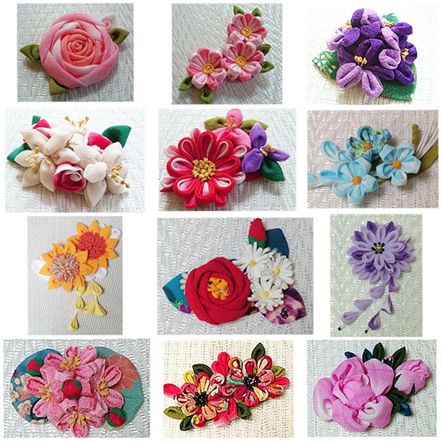 つまみ細工キット ちりめんで作る 可憐なお花のアクセサリー12種揃え Tk Br Set 布がたり ヤフー店 通販 Yahoo ショッピング