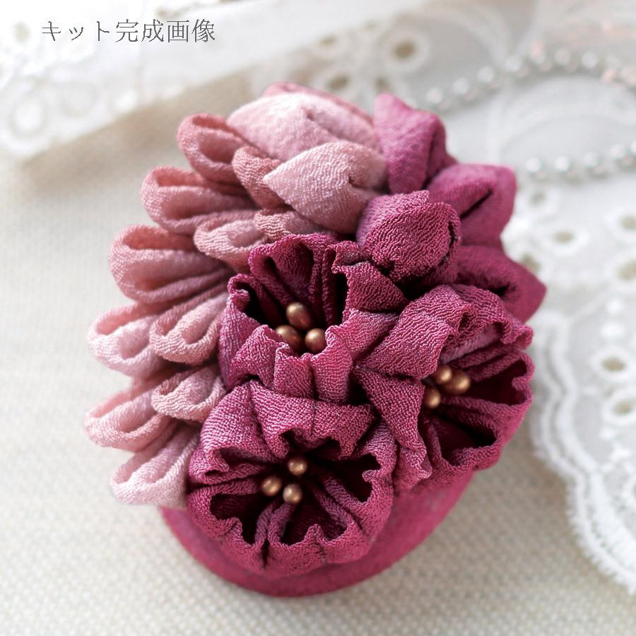 つまみ細工キット クラシカルチャーム 藤と桜(ラズベリーレッド) | 