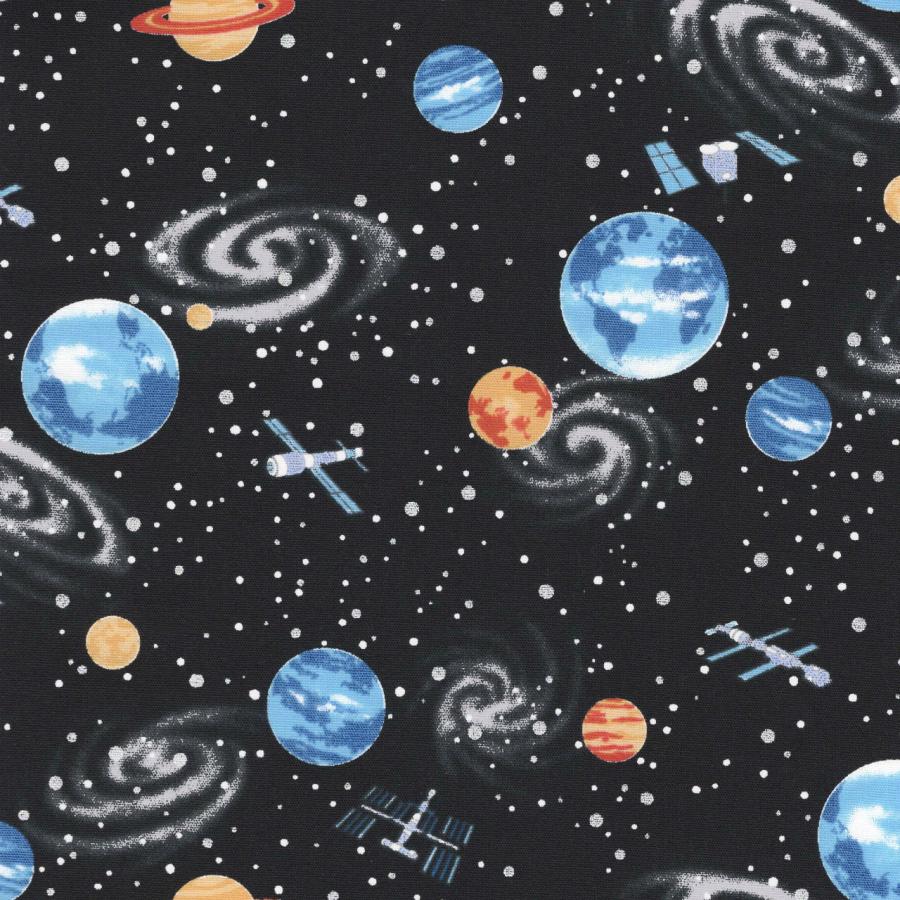 ｃｂポプリン ひろクンの宇宙旅行 ブラック地 4色 1m単位 生地 布 宇宙 地球 惑星 宇宙柄 236d 生地商フエンツ布人 通販 Yahoo ショッピング