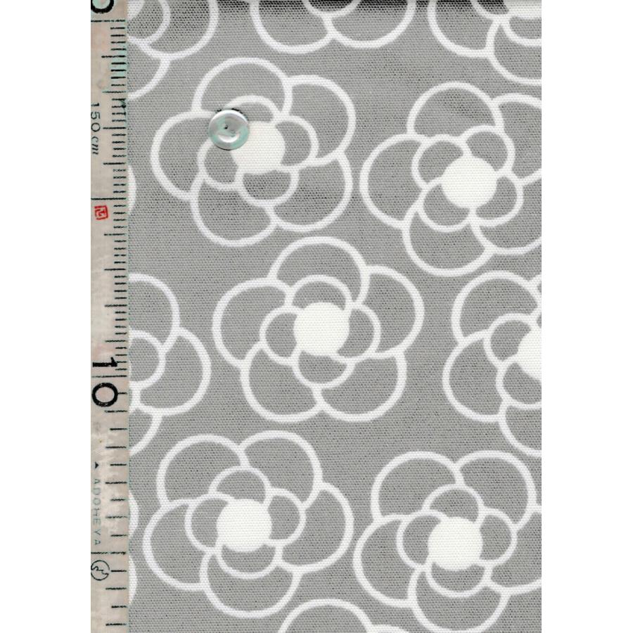 小紋　シルバーグレー　カメリア柄むじな菊 FUWARI 染布 オックス モノトーン カメリア グレー系地 7色 1m単位