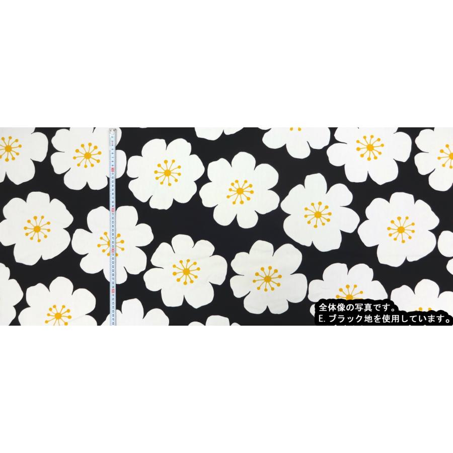 FUWARI 染布 オックス Big Flower アイボリー地×ブラックフラワー 5色