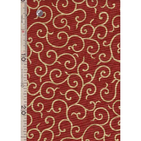 夢色百景シリーズ 和柄 和調 シーチング 唐草文様 赤 4色 1m単位 生地