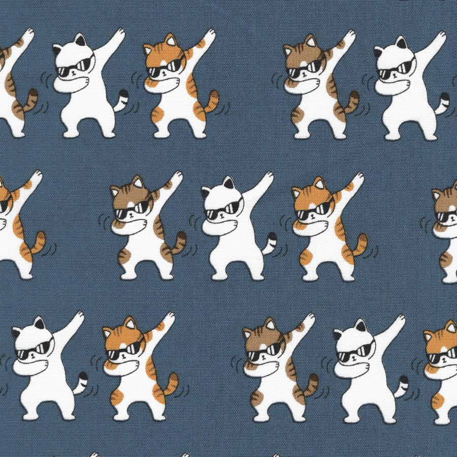 “Vintage アメリカ仕入れ　アニマル柄　総柄　動物　猫 オックス 今度はサングラス キャット 1m単位 生地 布 布地 ねこ 猫 猫