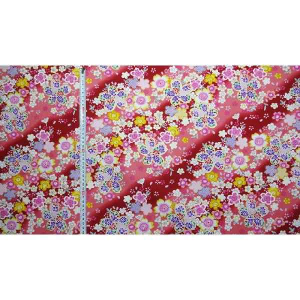 和柄 和調 金粉桜吹雪 赤 4色 1m単位 生地 布 さくら さくら柄 和柄 和調 金粉桜吹雪 赤 4色 1m単位 生地 布 さくら さくら柄