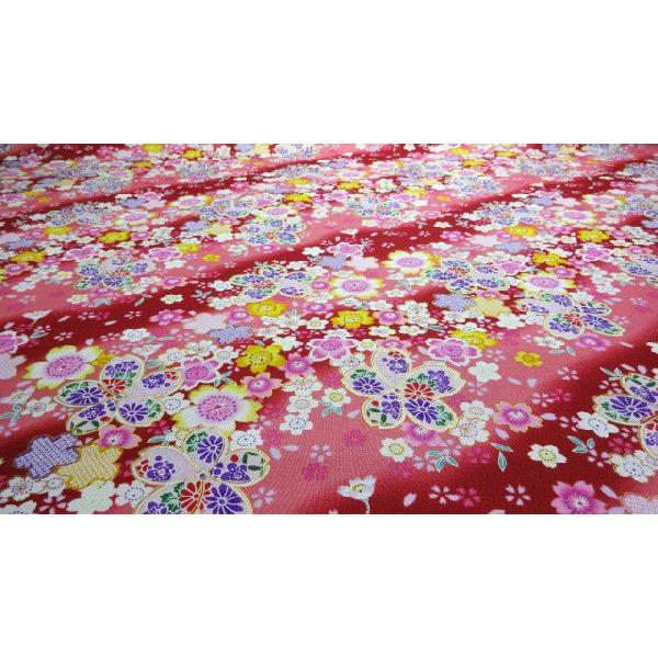 和柄 和調 金粉桜吹雪 赤 4色 1m単位 生地 布 さくら さくら柄 和柄 和調 金粉桜吹雪 赤 4色 1m単位 生地 布 さくら さくら柄