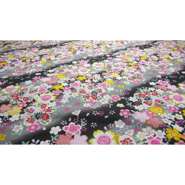 和柄 和調 金粉桜吹雪 黒 4色 1m単位 生地 布 さくら さくら柄 和柄 和調 金粉桜吹雪 黒 4色 1m単位 生地 布 さくら さくら柄