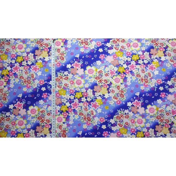和柄 和調 金粉桜吹雪 紺 4色 1m単位 生地 布 さくら さくら柄 和柄 和調 金粉桜吹雪 紺 4色 1m単位 生地 布 さくら さくら柄