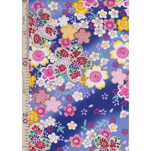 和柄 和調 金粉桜吹雪 紺 4色 1m単位 生地 布 さくら さくら柄 和柄 和調 金粉桜吹雪 紺 4色 1m単位 生地 布 さくら さくら柄