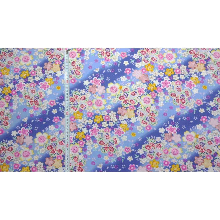 ダブルガーゼ 和柄 和調 金粉桜吹雪(Wガーゼ ヴァージョン) 紺（こん